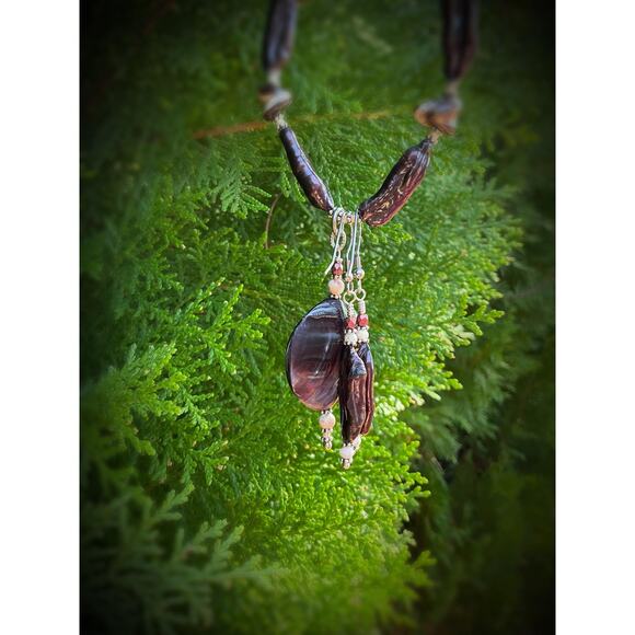 Hand Crafted Red Pearl Sticks Shell Jewelry Set - Picture 9 of 11